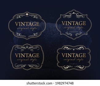 Vintage premium label banner badges set. Luxury decoration design. Collection banner.