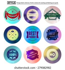 Vintage premium labels set tile structured on blurred circles