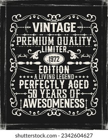 Vintage premium quality 1972 limited edition aged to perfection all original t-shirt design