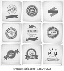 Vintage Premium Quality, Guarantee and sale Labels set  and typography design
