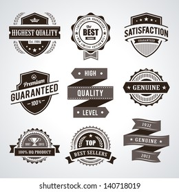 Vintage premium quality labels. Set of retro styled badges. Vector illustration.