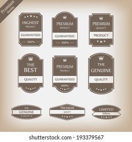 Vintage premium quality labels set.