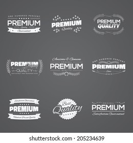 Vintage premium quality stickers and elements black vector set