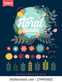 Vintage Premium Styled Floral Bundle, delicate flowers and leaves,  - Designers Collection