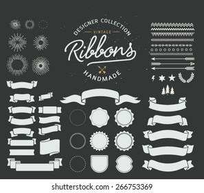 Vintage Premium Styled Ribbons, starbursts and shapes - Designers Collection