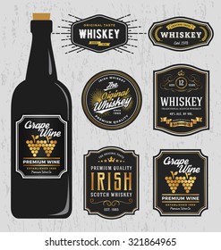 Vintage Premium Whiskey Brands Label Design Template, Resize able and free font used. Vector illustration