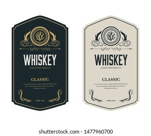 Vintage premium whiskey label banner badges set. Luxury decoration design. Collection banner.