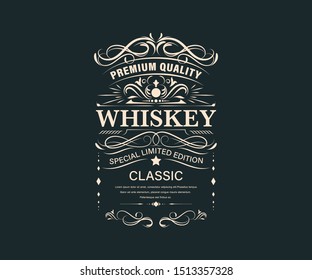 Vintage Premium Whiskey-Banner-Badges Set. Luxusdekoration. Sammelbanner.