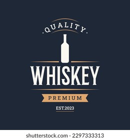 Vintage premium whiskey logo label with hand lettering. for drinks , rum, pub, company.