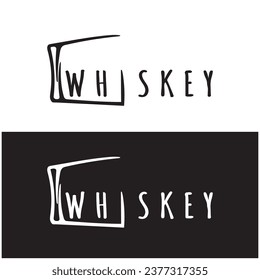 Vintage premium whiskey logo label with glass or beer. for drinks, bars, clubs, cafes, companies.