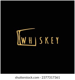 Vintage premium whiskey logo label with glass or beer. for drinks, bars, clubs, cafes, companies.