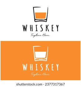 Vintage premium whiskey logo label with glass or beer. for drinks, bars, clubs, cafes, companies.