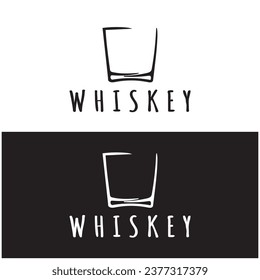 Vintage premium whiskey logo label with glass or beer. for drinks, bars, clubs, cafes, companies.