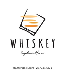 Vintage premium whiskey logo label with glass or beer. for drinks, bars, clubs, cafes, companies.