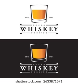 Vintage premium uísque logotipo vetor com vidro ou cerveja.
