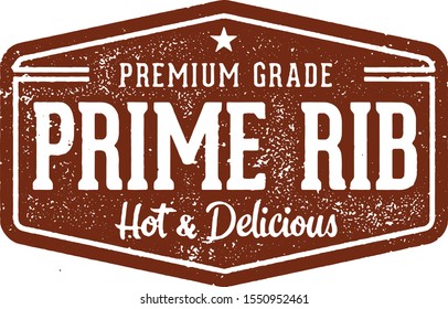 Vintage Prime Rib Steak Sign for Fine Dining Menu