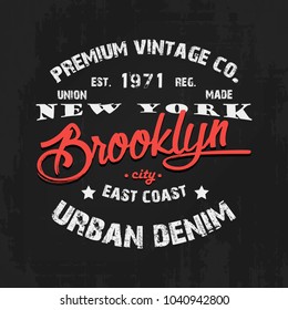 Vintage print design. Grunge style illustration. Print on t-shirt graphics. Vector illustration