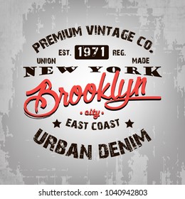 Vintage print design. Grunge style illustration. Print on t-shirt graphics. Vector illustration