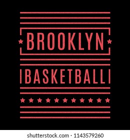 Vintage print. Modern retro banner. Retro colors. District of New York. Basketball. Brooklyn.
