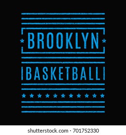 Vintage print. Modern retro banner. Retro colors. District of New York. Basketball. Brooklyn.