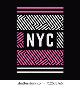 Vintage print. Modern retro banner. Geometric pattern. Retro colors. New York.