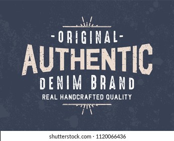 Vintage print for t-shirt or apparel. Vector graphic with traditional denim theme and typography.
