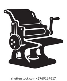 Vintage Printing Press Letterpress Machine Vector Silhouette Icon Design for Graphic Design Studio and Traditional Printmaking Workshop