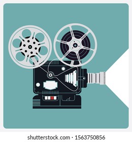 Vintage Projector Film Camera Flat Design Icon