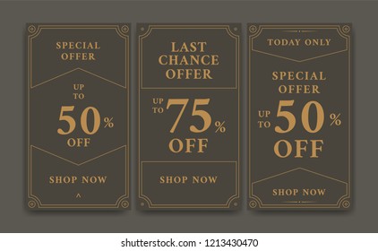 Vintage promotional discount sale offer social media story background template and flyer brochure design
