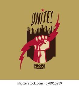 Vintage Propaganda Logo Elements Human Hand Stock Vector (Royalty Free ...