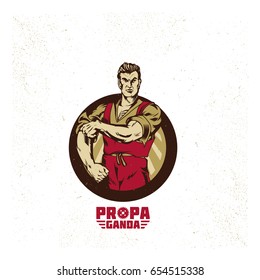 Vintage Propaganda logo and elements. Isolated artwork object. Suitable for and any print media need.