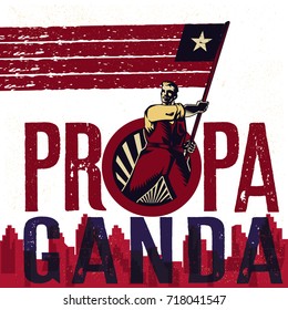 Vintage propaganda poster and elements. Isolated artwork object. Suitable for and any print media need.