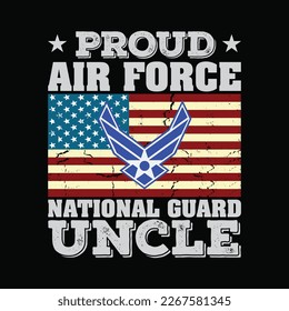 Vintage Proud Air Force National Guard Uncle With American Flag