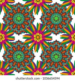 Vintage pro-vance style in brown, yellow and white colors. Flower vector seamless pattern with assorted plants.