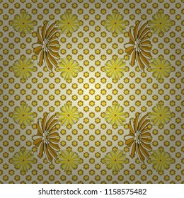 Vintage pro-vance style. Flower vector seamless pattern with assorted plants in yellow, green and beige.