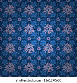 Vintage pro-vance style. Flower vector seamless pattern with assorted plants in black, pink and blue.