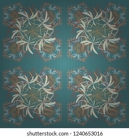 Vintage pro-vance style. Flower vector seamless pattern with assorted plants in beige, pink and blue.