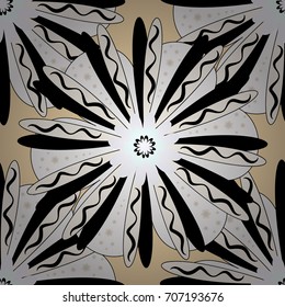 Vintage pro-vance style. Flower vector seamless pattern with assorted plants in black, brown and beige.
