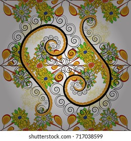 Vintage pro-vance style. Flower vector seamless pattern with assorted plants in white, yellow and black.
