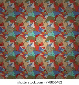 Vintage pro-vance style. Flower vector seamless pattern with assorted plants in orange, beige and neutral.