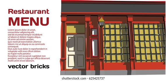 vintage pub facade with red wall