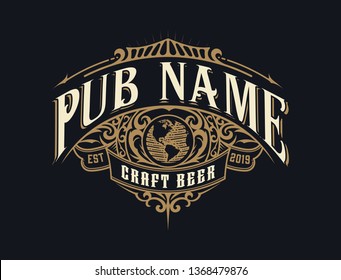 Vintage Pub logo. Vector layered