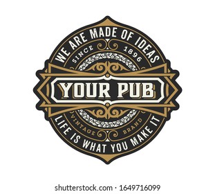 Vintage Pub logo. Vector layered