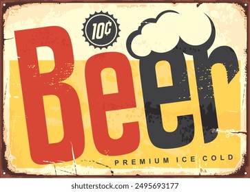 Vintage pub sign with creative beer logo inscription. Retro poster design. Beer vector illustration.