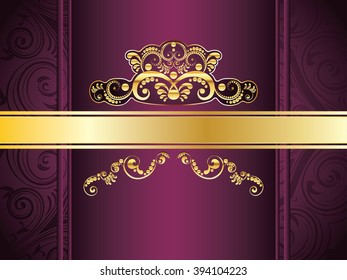 Vintage Purple Background Decorative Gold Ribbon Stock Vector (Royalty ...