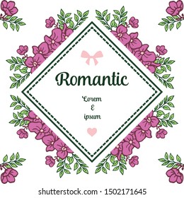 Vintage purple floral frame, for greeting card romantic. Vector