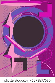 Vintage Purple geometrical graphic shapes template. Minimal abstract geometric pastel color poster, banner design. Retro elements theme cover.