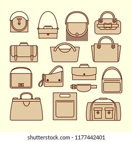 Vintage purses and bags icons set vector illustrration