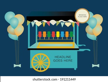 vintage push cart ice cream patisserie vector/illustration