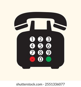 Vintage pushbutton telephone icon vector. Old telephone icon flat style design. Number Pad, Dialer, numerical keypad.